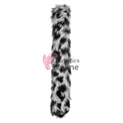 Inel panglica, bratara din imitatie de blana pentru par ID026 Alb Gri si Negru Mixt